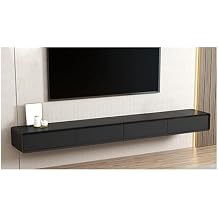 Floating TV Stand with Storage Drawers Wall TV Shelf for Home Entertainment Center Modern Black Floating TV Unit,Black-240x30x23cm