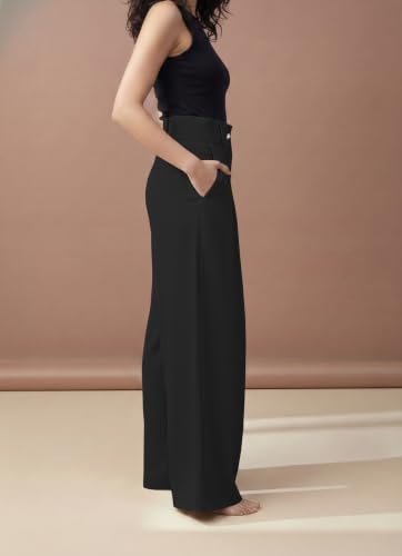 Image of GRECIILOOKS Trousers for Women High Waist | Wide Leg Trousers | Office Wear Pleated Korean Pants for Women's | Elegant Formal Pants