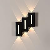 MQHOBO Wandleuchte Innen LED Moderne Dekorative Wandlampe 3000K Warmweiß für Wohnzimmer Schlafzimmer Flur Treppenhaus, Schwarz