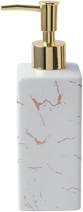 Countertop Soap Dispenser Ceramic Marble Square Soap Dispenser Pump Bottle for Kitchen Sink Laundry Shower Lotion Soap Dispenser Bottles (Color : White, Size : 350ml)