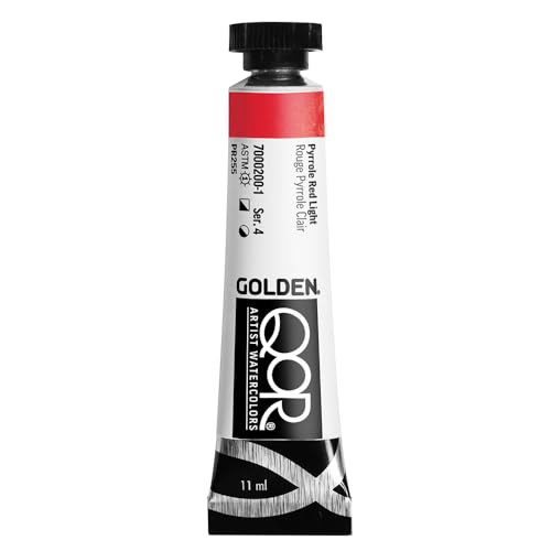 GOLDEN QoR Artist Watercolors, Pyrrole Red Light, 11 ml Tube