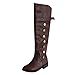 Bottes Motardes Femme, Bottines Plates Cuissardes Cuir Chaussures Ville Talon Compensé Bout Rond Bottes Mustang Escarpins Sexy Botte Plate Mollets Larges