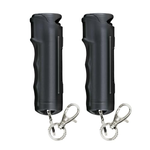 Image of SABRE Pepper Spray with Fast Flip Top Safety & Snap‑Clip Keychain for Self Defense - Maximum Police Strength OC with UV Marking Dye, Finger Grip, 10‑Sec. Spray, 14-ft Range, Made in USA, 0.54 fl oz