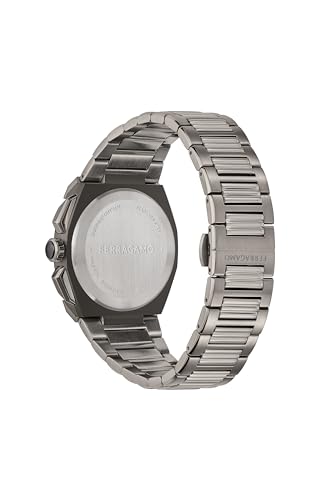 Ferragamo Ferragamo Supreme Chrono Collection Luxury Mens Watch Timepieces with a Grey Bracelet Featuring a Gun Case and a Black Dial3