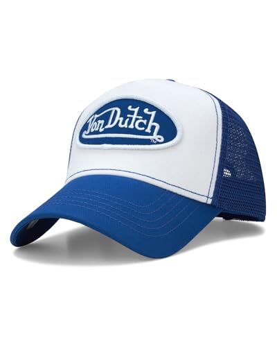 Von Dutch Unisex Trucker Hat - Curved Bill Mesh Back Retro Classic Adjustable Snapback Baseball Cap for Men and Women, Blue
