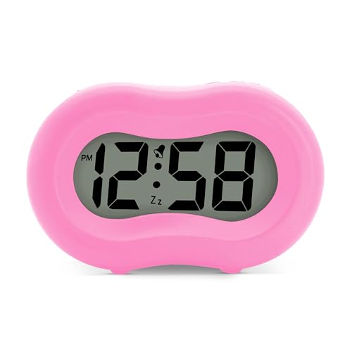 Acctim Vierra Digital Alarm Clock Smartlite® Superbrite® Crescendo Alarm Silicone Case Hot Pink 15110
