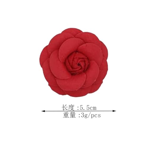 Image of Camellia Hair Clip and Brooch Pin for Women Dainty Flower Broochs Lapel Pins Designer Inspired Camellia Peony Rose Brooches Flower DIY Clothing Shoes Hats Accessories Wedding Party Dance Banquet Dress Suit Ceremony Jewelry Accessories (Pink)