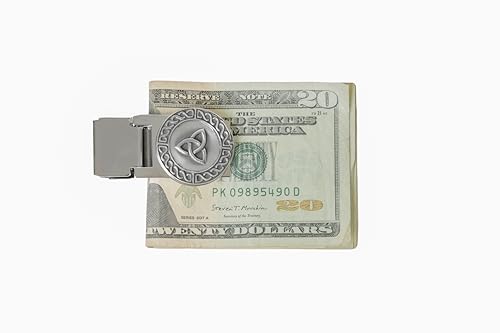 Briomhar Irish Money Clips for Men - Pewter Celtic Design Spring Loaded Stainless Steel4