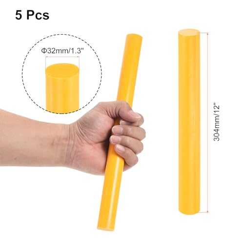 Image of uxcell 5 Pcs Yellow Plastic Rods 32 x 304mm ABS Styrene Round Stick Round Solid Bar DIY Model for DIY Toys Building Making Architectural Model Making