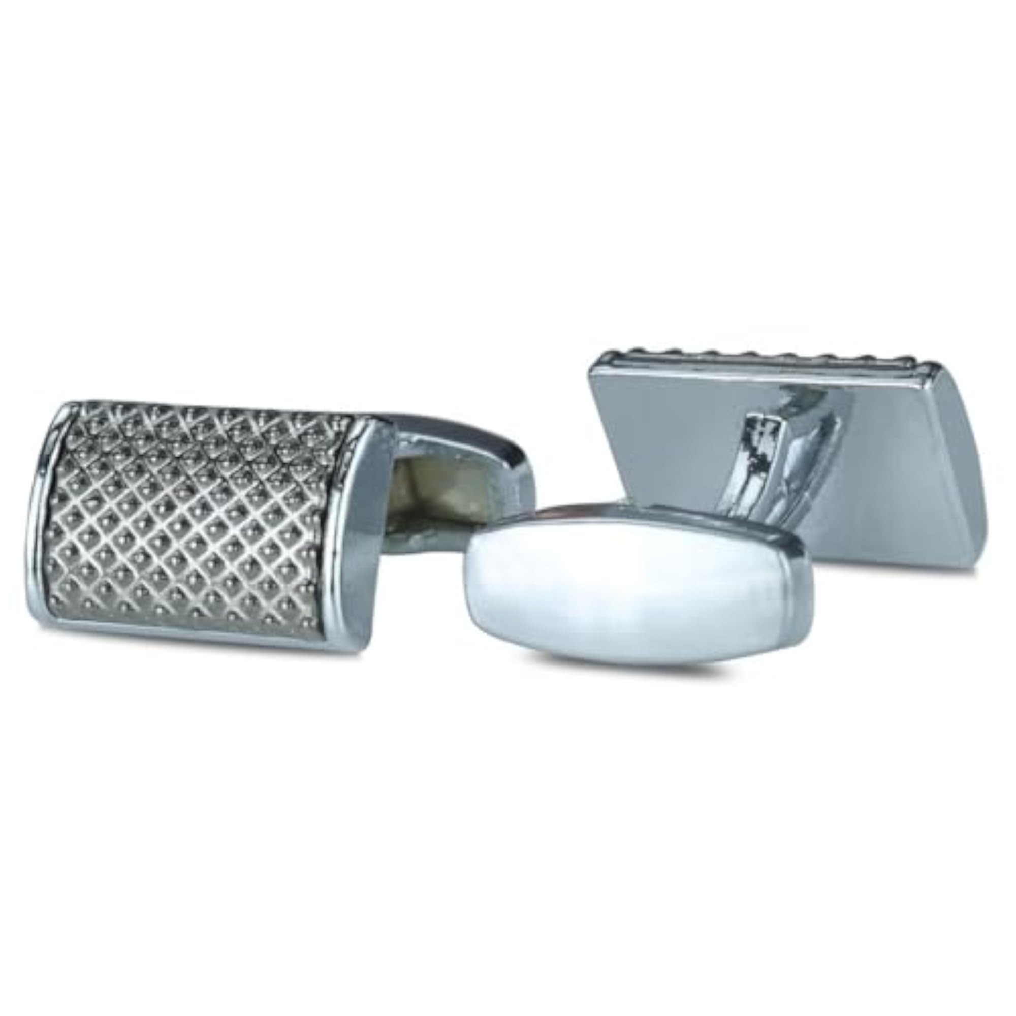 Men's Mosaic Silver Cufflinks, Elegant Accessory