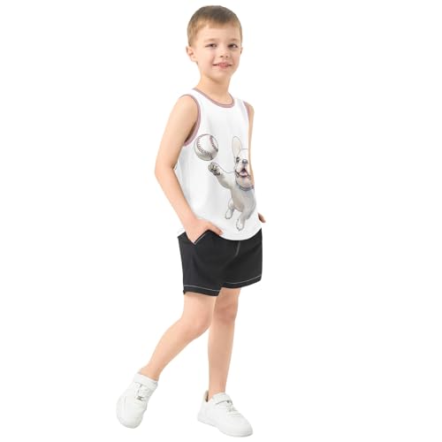 Boys' Tank Top Shirt Cute Dog with Baseball Sleeveless T-Shirts4