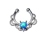 1pc NON-Pierced Lacey Single Opal Septum Hanger Fake Clip-on Nose Ring