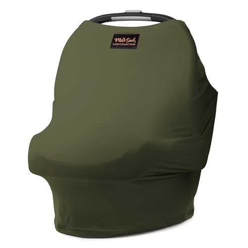 Image of Milk Snob Original 5-in-1 Luxe Cover in Olive - Added Privacy for Breastfeeding, Baby Car Seat, Carrier, Stroller, High Chair, Shopping Cart, Lounger Canopy, Newborn Essentials, Nursing Top