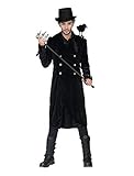 Material: 100% Polyester Herren Gothic Mantel schwarz Gr. L, XL Samt-Mantel Halloween Kurzmantel Gehrock (XL)