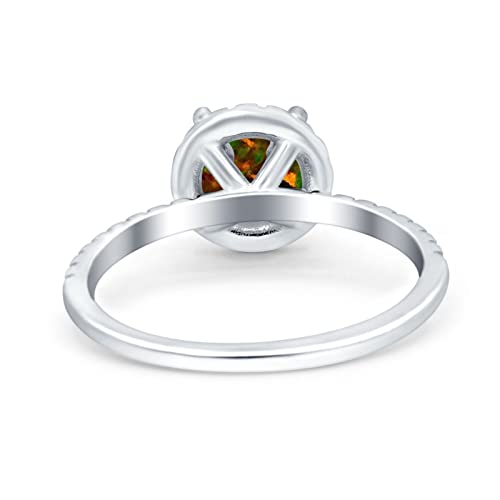 Blue Apple Co. Halo Art Deco Engagement Wedding Bridal Ring Round Simulated Cubic Zirconia 925 Sterling Silver3