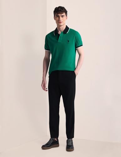 Image of U.S. Polo ASSN. Solid Slim Fit Polo T Shirts for Men - 100% Cotton, Half Sleeve Mens Tshirt