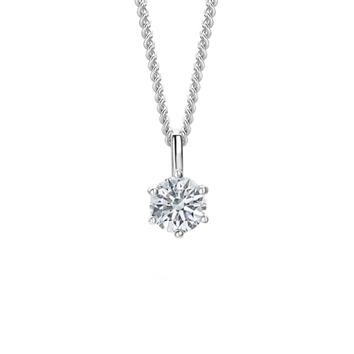 Pendentif moissanite et chaîne argent 925 plaqué or 18ct