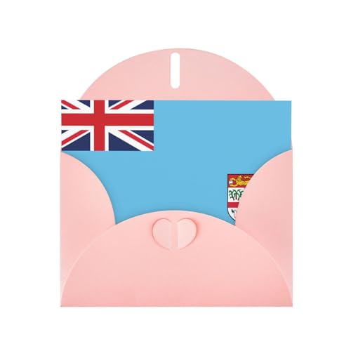 Fidschi-Flaggen-Grußkarte mit rosa Umschlag, Feiertage, Geburtstage, Hochzeiten, Jubiläen, schreiben Sie einzigartige Segen