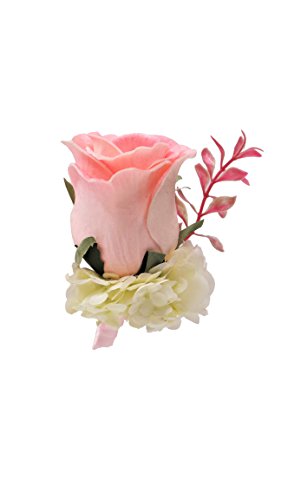 Abbie Home Real Touch Prom Corsage Boutonniere Set Flower Pin Wristlet for Party-Pink