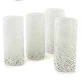 MEXTEQUIL Specialty Mexican Tequila Glasses, Hand-Blown with Unique Color & Texture Set of 4 pieces - Confetti (White Swirl)
