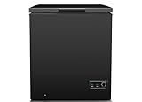 Chest Deep Freezer, 5 cu. Ft, Black Adjustable Thermostat-Removable Vinyl Coated Wire Basket-Easy Defrost Drain, Eye-Catching Stainless Steel Top Door- Garage Ready