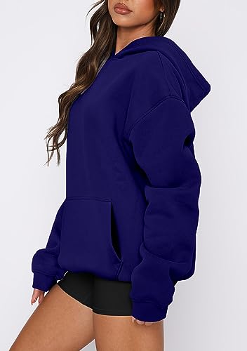 onlypuff Women Hoodies Casual Pullover Long Sleeve Sweatshirt Kangaroo Pocket Drop Shoulder Sweater
