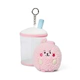BT21 Baby Series COOKY Character Bubble Tea Soft Plush Stuffed Animal Keychain Key Ring Bag Charm, Pink