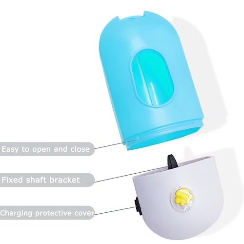 Image of Dog Poop Bag Holder with Rechargable LED Flashight 1 Roll of Grey Dog Waste Bags and Leash Clip with Keychain Hands-free Dog Walking Accessories USB Cable(Blue)