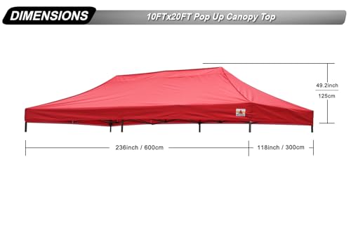 Image of ABCCANOPY Replacement Canopy Top for Pop Up Canopy Tent 10x20 Red