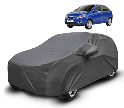 Image of Auto Hub Waterproof Car Cover Compatible with Tata Zest with Mirror Pockets, Soft Cotton Lining, Zest Car Cover Waterproof, Grey
