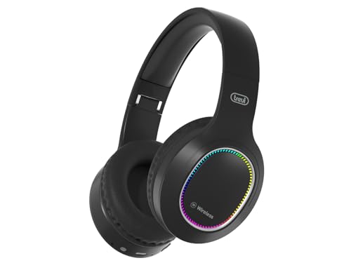 Trevi DJ 12E60 BT, Cuffie Wireless Stereo con Microfono Incorporato e Pulsante di Risposta alla Chiamata, Comode e Pieghevoli, Micro SD, AUX-IN, Batteria Ricaricabile, Autonomia 7-9 ore, Nero