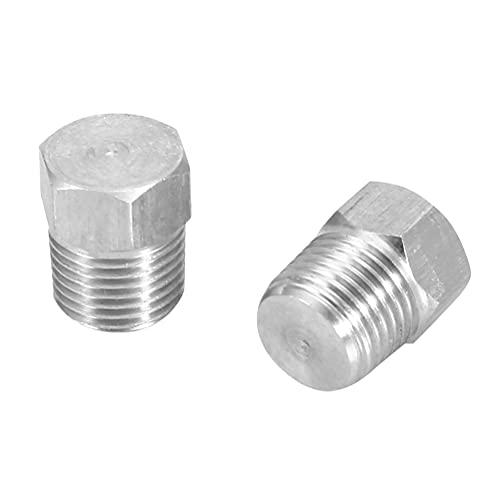 Male Thread Stainless Steel Pipe Countersunk Hex Plug with Hex Head Socket Pipe Fittings for Industrial Use (PT1/8(2PCS))