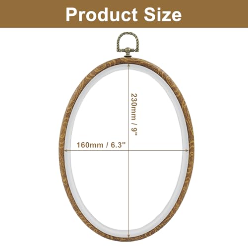 Image of Marvexi 5Pcs Oval Embroidery Hoops 6.3 inchx9 inch, Vintage Cute Faux Wood | Decorative Cross Stitch Hoops, For Christmas Ornaments, Art Craft Sewing