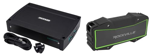 Audiosavings Bundle: Kicker 51KXMA15001 1500 Watt Marine Mono Amplifier Sub Amp Class Bundle with Rockville Rock Everywhere Portable Bluetooth Speaker/Waterproof/Wireless Link (2 Items)
