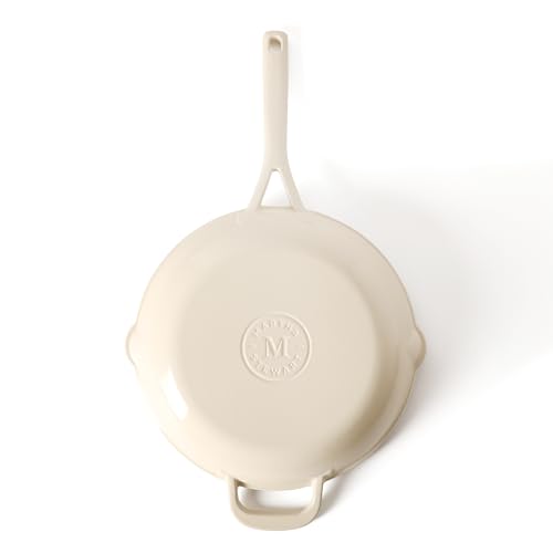 Martha Stewart Gatwick 12” Enameled Cast Iron Skillet, PFAS-Free, Linen White Exterior with Matte Black Enamel Interior, Rust Resistant, Oven Safe by Martha Stewart - Used condition - Image 5