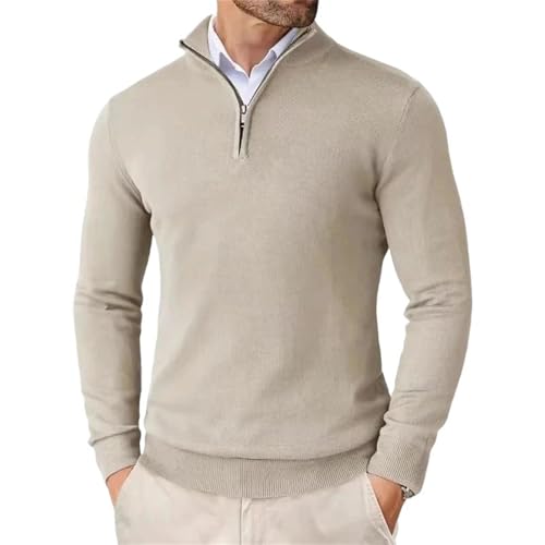 Men's Quarter Zip Up Sweaters Lightweight Slim Fit Pullover Outdoor Mock Neck Business Knitted Sweaters