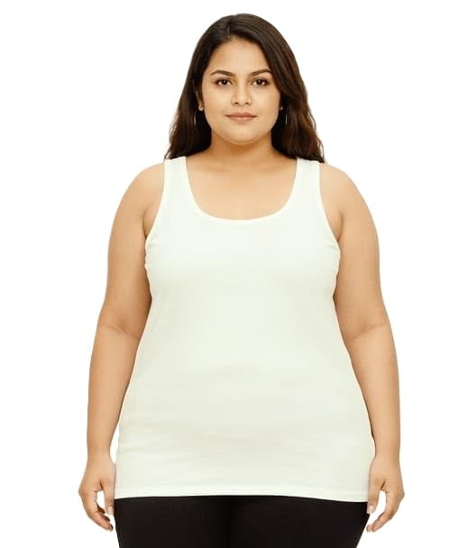 Thermals Vest for Winters - Sleeveless Tank Top, Warm Top for Young Plus Sized Women, Regular Winterwear-Cream Color