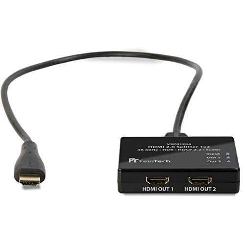 HDMI Splitter 4K 60Hz FeinTech VSP01204 con escalador integrado para conectar pantallas Full HD