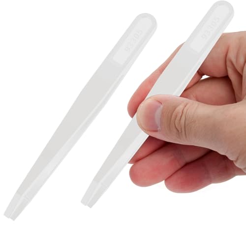Kinnmaske 1 Stück V 2pcs Pinzette Plastik Staubfrei Weiß,Pinzette mit flachen Spitzen Präzisions,Hitzebeständige Säure- und alkalibeständig,Hitzebeständige Säure- und alkalibeständig