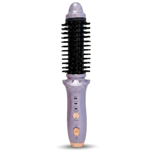 Cepillo redondo calentado inalámbrico morado para moldear cabello rebelde