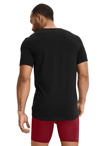 Jockey Camiseta masculina de algodão com gola redonda elástica - pacote com 3, Preto, M