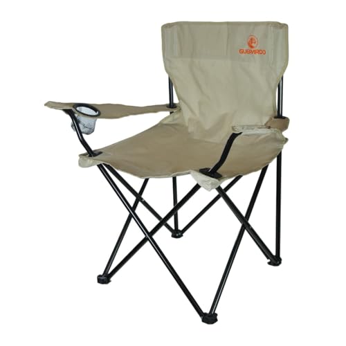 Guepardo, Cadeira Relax Dobrável para Atividades ao Ar Livre, Camping, Trilha, Pesca e Lazer, Peso Suportado até 90kgs, Bege