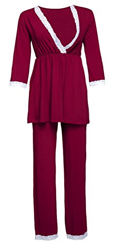 HAPPY MAMA Femme Chemise Nuit/Peignoir/Pyjamas Grossesse Vendue SÉPARÉMENT. 591p (Cramoisi, EU 38, M)