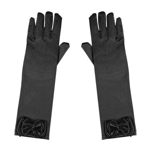 Girls Princess Long Gloves, Bow Ties Silk Satin Gloves For Girls Dress Women Birthday Halloween Party Costume
