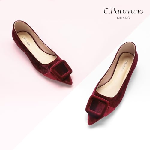 Image of C.Paravano Velvet Flats | Pointed Toe Shoes | Ballet Flats | Dressy Casual