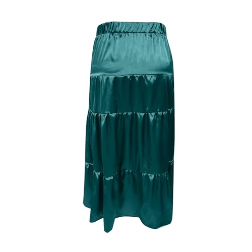Womens Satin Maxi Skirt Cocktail Party Drawstring Elastic High Waist Silk Elegant Trendy Dressy A-Line Long Skirts4