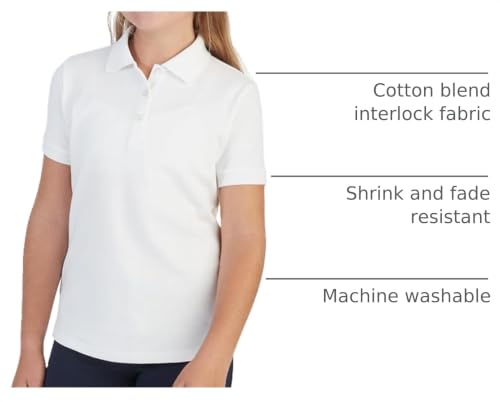 Image of French Toast Girls' Short Sleeve Picot Collar Polo School Uniform Shirt (Standard and Plus)