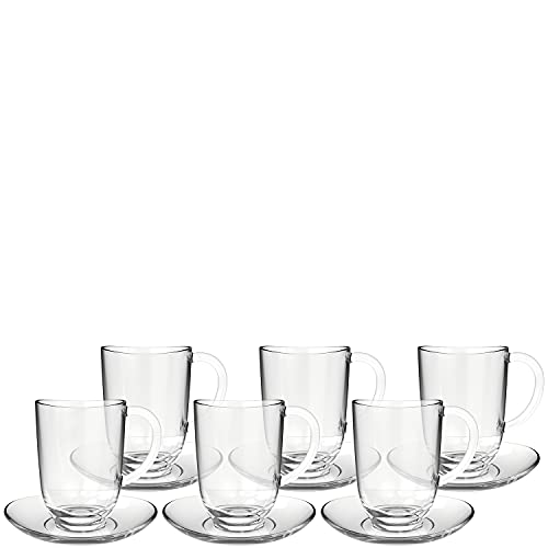 Leonardo Napoli Latte Macchiato-Tassen und Unterteller 12er Set, spülmaschinengeeignete Kaffee-Gläser mit passenden Untertassen, 380 ml 14 Ø 024215
