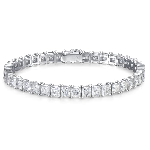 Moissanite Tennis Bracelet for Women Men 925 Sterling Silver 4mm D Color VVS1 Round Cut Lab Created Diamond Tennis Bracelet with GRA Certificate