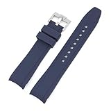 WTNZBAEM Cinturino in silicone con estremità ricurva 18, 19, 20, 21 e 22 mm, compatibile orologi Seiko, Citizen, Rolex, Water Ghost, Omega Moonswatch, universale, Blu reale, 22mm